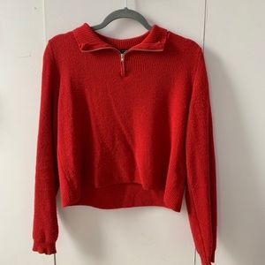 brandy melville red zip up pullover